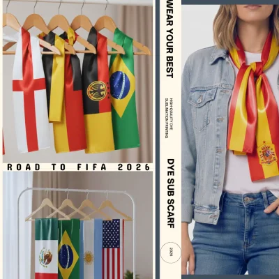 15x145cm silky satin sublimation scarf full color edge-to-edge printed custom fashion fan scarf