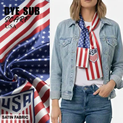 USA national flag satin scarf 15x145cm full color sublimation printed silky fan scarf