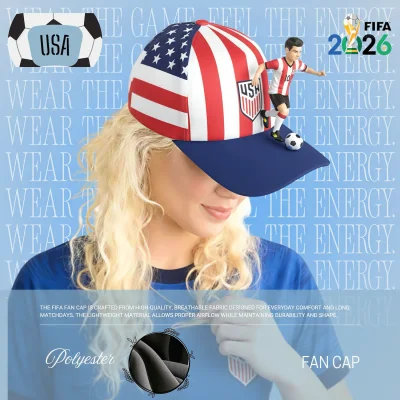 USA national flag structured six-panel polyester fan cap custom embroidery sport cap