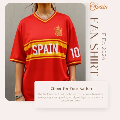 Spain national team 120GSM polyester sublimation fan shirt unisex sports tee