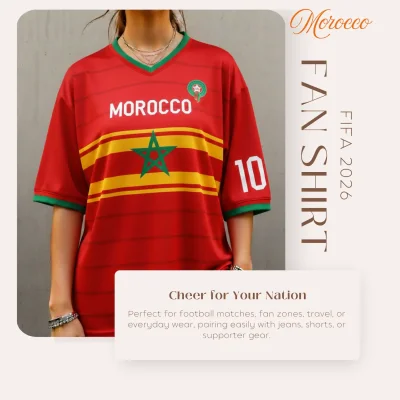 Morocco national team 120GSM polyester sublimation fan shirt unisex sports tee