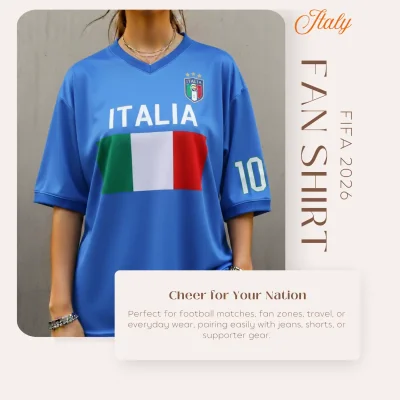 Italy national team 120GSM polyester sublimation fan shirt unisex sports tee