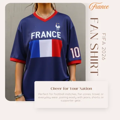 France national team 120GSM polyester sublimation fan shirt unisex sports tee