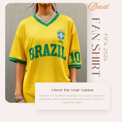 Brazil national team 120GSM polyester sublimation fan shirt unisex sports tee
