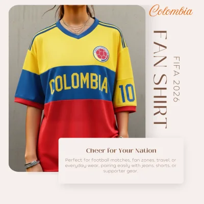 Colombia national team 120GSM polyester sublimation fan shirt unisex sports tee