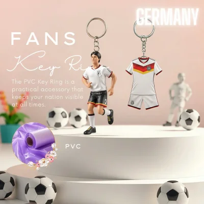 Germany national team 3D molded soft PVC key ring jersey style keychain with metal ring