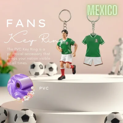 Mexico national team 3D molded soft PVC key ring jersey style keychain with metal ring