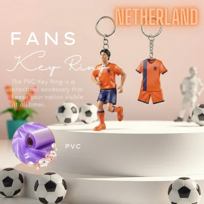 Netherlands national team 3D molded soft PVC key ring jersey style keychain with metal ring