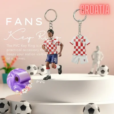 Croatia national team 3D molded soft PVC key ring jersey style keychain with metal ring
