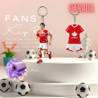 Canada national team 3D molded soft PVC key ring jersey style keychain with metal ring