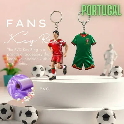 Portugal national team 3D molded soft PVC key ring jersey style keychain with metal ring