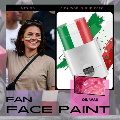FIFA World Cup Mexico fan face paint stick, green white red oil wax face paint for soccer fans