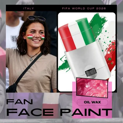 FIFA World Cup Italy fan face paint stick, green white red oil wax face paint for soccer fans