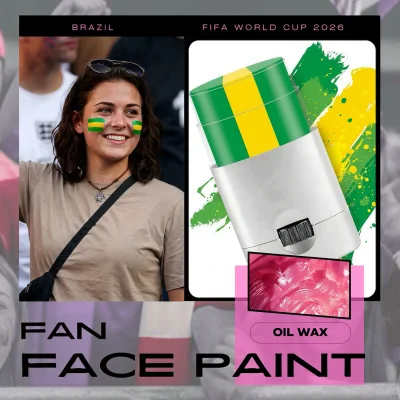 FIFA World Cup Brazil fan face paint stick, green yellow oil wax face paint for soccer fans