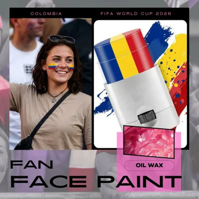 FIFA World Cup Colombia fan face paint stick, blue yellow red oil wax face paint for soccer fans