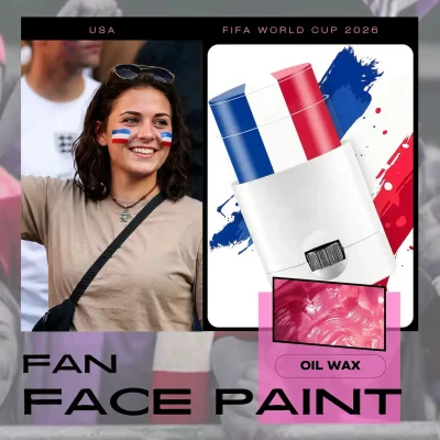 FIFA World Cup USA fan face paint stick, red white blue oil wax face paint for soccer fans