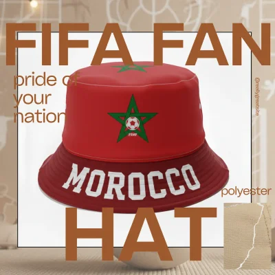 Morocco national flag adjustable polyester bucket hat 58CM sports fan cap