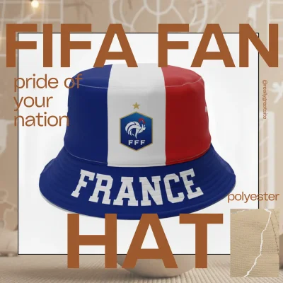 France national flag adjustable polyester bucket hat 58CM sports fan cap