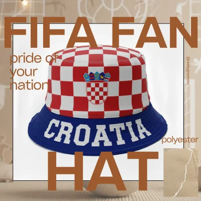 Croatia national flag adjustable polyester bucket hat 58CM sports fan cap