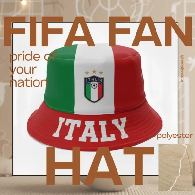 Italy national flag adjustable polyester bucket hat 58CM sports fan cap