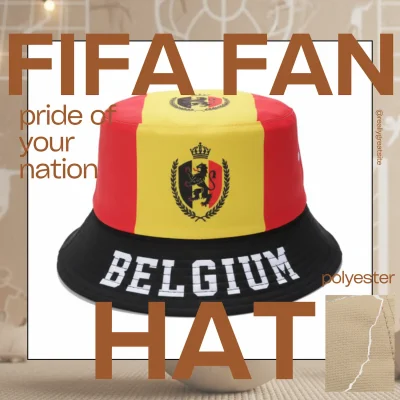 Belgium national flag adjustable polyester bucket hat 58CM sports fan cap