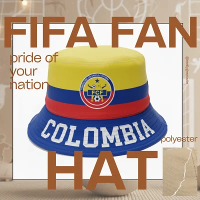Colombia national flag adjustable polyester bucket hat 58CM sports fan cap