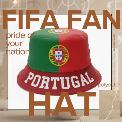 Portugal national flag adjustable polyester bucket hat 58CM sports fan cap