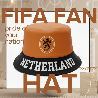 Netherlands national flag adjustable polyester bucket hat 58CM sports fan cap
