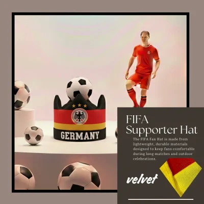 Germany national team 58CM plush velvet fan hat classic crown silhouette event party cap