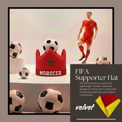 Morocco national team 58CM plush velvet fan hat classic crown silhouette event party cap