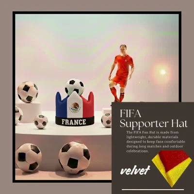 France national team 58CM plush velvet fan hat classic crown silhouette event party cap
