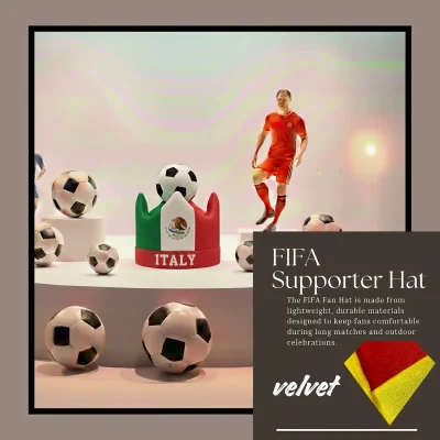 Italy national team 58CM plush velvet fan hat classic crown silhouette event party cap