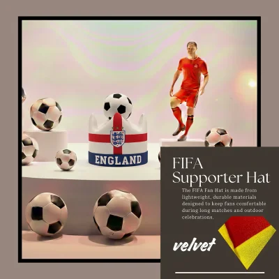 England national team 58CM plush velvet fan hat classic crown silhouette event party cap