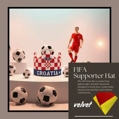 Croatia national team 58CM plush velvet fan hat classic crown silhouette event party cap