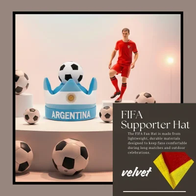 Argentina national team 58CM plush velvet fan hat classic crown silhouette event party cap