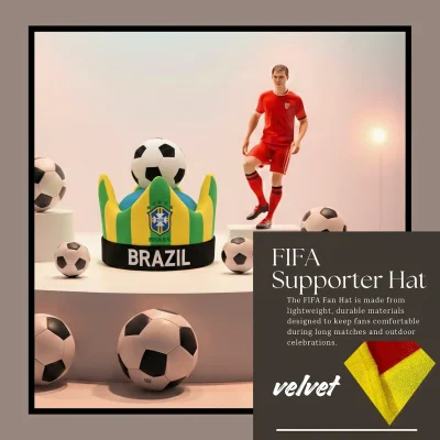 Brazil national team 58CM plush velvet fan hat classic crown silhouette event party cap