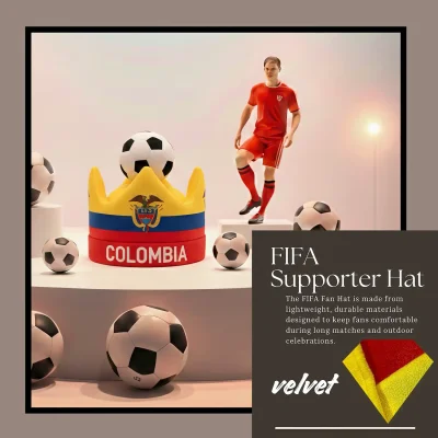 Colombia national team 58CM plush velvet fan hat classic crown silhouette event party cap