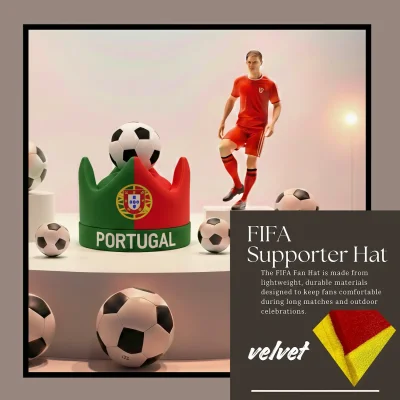 Portugal national team 58CM plush velvet fan hat classic crown silhouette event party cap