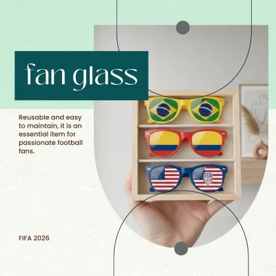 14.5CM wide custom fan glasses durable PC frame UV protection AC lens full color printed party eyewear