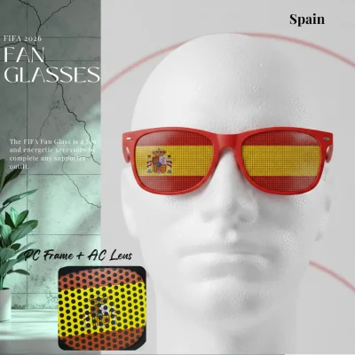 Spain national team fan glasses 14.5CM wide UV protection PC frame full color printed eyewear
