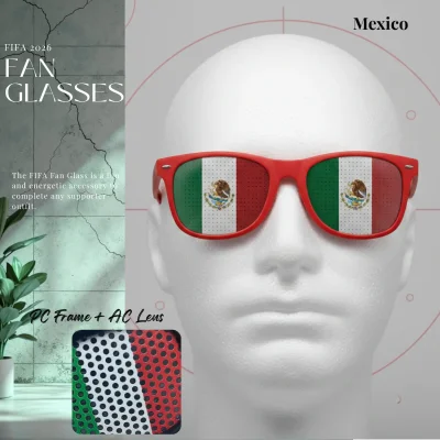 Mexico national team fan glasses 14.5CM wide UV protection PC frame full color printed eyewear