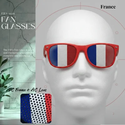 France national team fan glasses 14.5CM wide UV protection PC frame full color printed eyewear