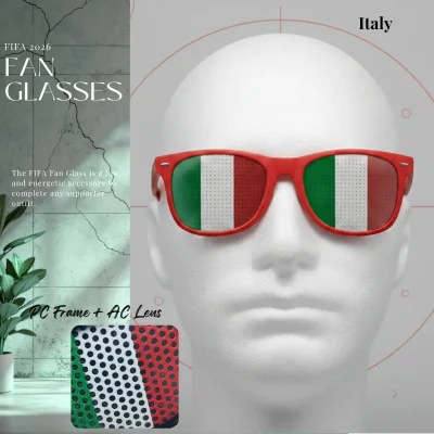 Italy national team fan glasses 14.5CM wide UV protection PC frame full color printed eyewear