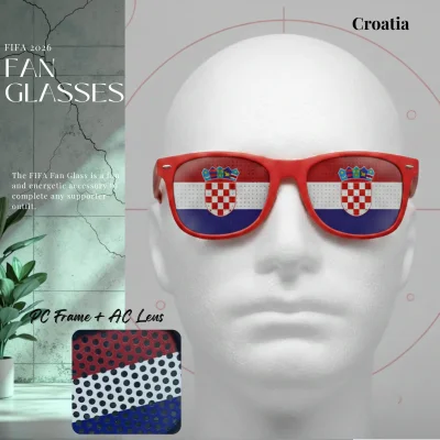 Croatia national team fan glasses 14.5CM wide UV protection PC frame full color printed eyewear