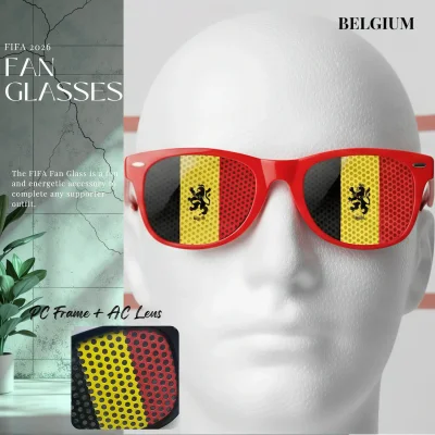 Belgium national team fan glasses 14.5CM wide UV protection PC frame full color printed eyewear