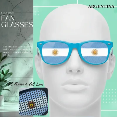 Argentina national team fan glasses 14.5CM wide UV protection PC frame full color printed eyewear