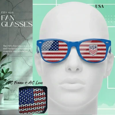 USA national team fan glasses 14.5CM wide UV protection PC frame full color printed eyewear