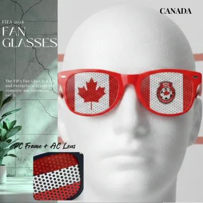 Canada national team fan glasses 14.5CM wide UV protection PC frame full color printed eyewear