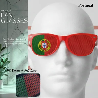 Portugal national team fan glasses 14.5CM wide UV protection PC frame full color printed eyewear