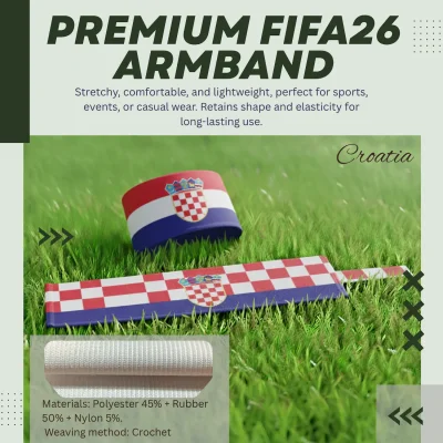 Croatia national team crochet woven stretch armband 6.5x35CM sports captain armband